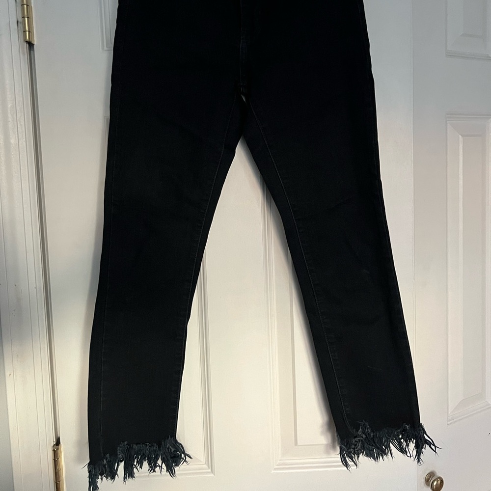 Just Black black skinny jeans with frayed bottoms